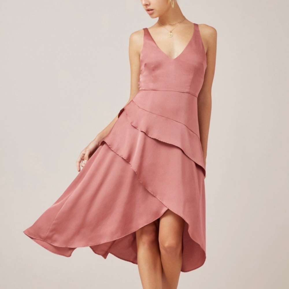 Finders Keepers Soft Mauve Pink Seasons Midi Dress Medium NWT